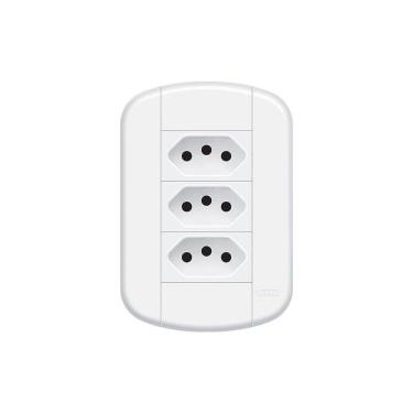 Imagem de Tomada Tripla Fame Blanc+ 2p+t 20a Com Placa 4x2 Branca