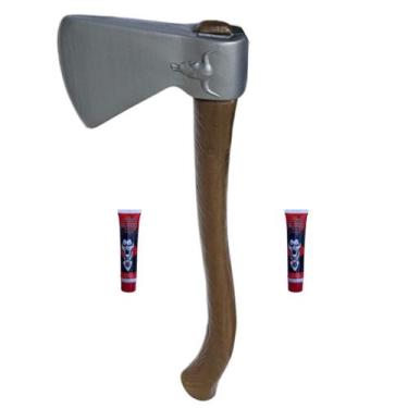 Imagem de Kit C/2 Halloween 1 Machado Lenhador Brinquedo 1Sangue 60ml - Sm decor
