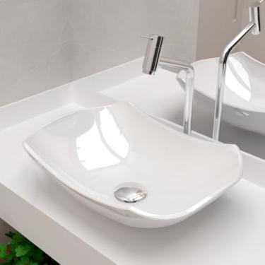 Imagem de Cuba Pia de Apoio Sobrepor Abaulada 45x31 Branca Banheiro Lavabo Beltempo BT-3003