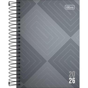 Imagem de Tilibra - Agenda Espiral Diária 12,9 x 18,7 cm Zip 2026 - Retângulos Cinza