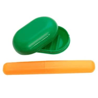 Imagem de KIT HIGIENE SABONETEIRA E ESTOJO PARA ESCOVA DE DENTES SANTA CLARA CÓD. 899