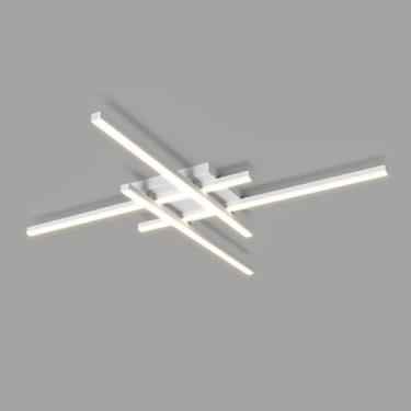 Imagem de Luminária de teto linear LED moderna Sputnik, lustre de tira longa, semi-embutido, luminária de teto, lustres minimalistas para sala de jantar, quarto, cozinha e escritório