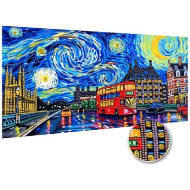 Imagem de Zariocy Kits de arte de diamante de formato especial 5D para adultos, arte de pintura de diamante de Londres faça você mesmo, cenário de céu estrelado com diamante de cristal, pinturas artísticas