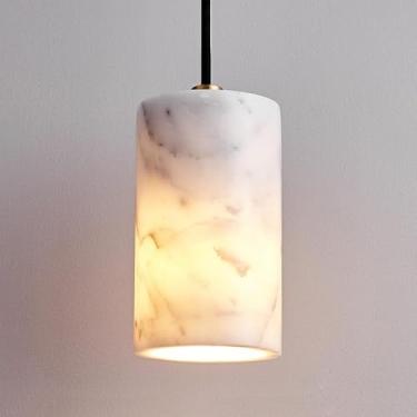 Imagem de Lustre de mármore branco, luzes pendentes, cozinha, sobre a pia, moderno, luminária de teto suspensa, cilindro único, luz de pedra natural, tubo longo, linear, pequeno, lustre para quarto, s