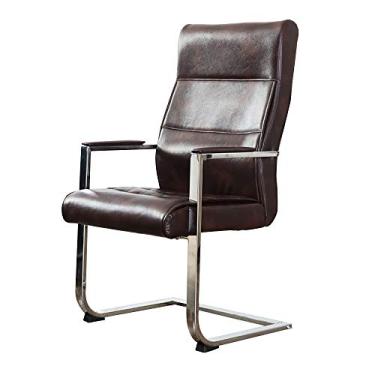 Imagem de UISLA Computador PU Couro Executivo Arco Pé Ergonômico Mesa de Escritório Uma Peça Apoio de Braço Computador com Costas Altas para Escritório Sala de Reunião