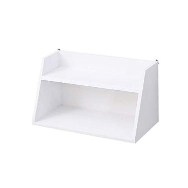 Imagem de Prateleira de parede - 2 andares de madeira europeia multifuncional prateleira de exibição suporte de parede enfeite (cor: branco)