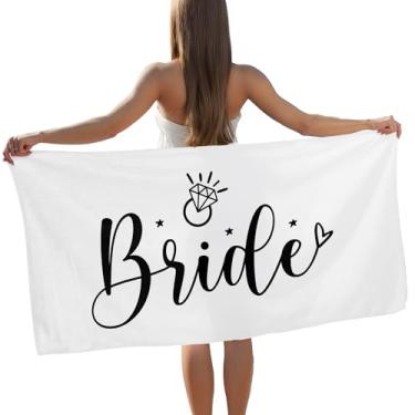 Imagem de FIicy Toalha de praia para noiva, toalhas de piscina de despedida de solteira, presentes de casamento de lua de mel para recém-casados, toalhas de banho de praia grandes para noivas, presentes de lua