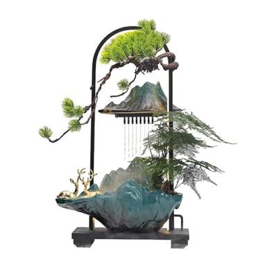 Imagem de XFNVXC Fonte decorativa interna moderna e simples fonte de mesa, ornamentos de água corrente de cerâmica, paisagem de mesa, sala de estar, hall de entrada, fonte de mesa, fonte de jardim ornamental