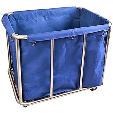 Imagem de Prateleira carros móveis sacos removíveis com cesta de lavandaria classificador de lavandaria com rodas carrinho de lavandaria de aço inoxidável cesto para carrinho de armazenamento de hotel / casa,