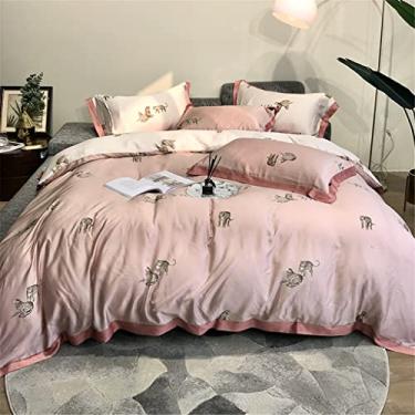 Imagem de Primavera e verão Lenzing Tencel quatro peças simples leopardo impressão digital frente e verso capa de edredom cama de dormir nu (cor: A, tamanho: 2m) (B 2m)