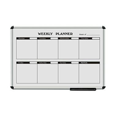 Imagem de CUTPOIY Quadro branco magnético pendurado semanal quadro plano quadro de notas quadro de mensagens moldura de liga de alumínio 45 x 60 cm