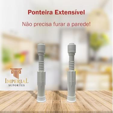 Imagem de varao extensível ajustavel 45cm à 150cm Branco Box Cozinha Janela (Somente Ponteiras)