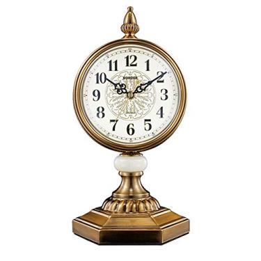 Imagem de Relógio de mesa retrô europeu relógio de cornija vintage relógio de mesa com balanço para escritório decoração de casa presente operado por bateria F (A) (A)