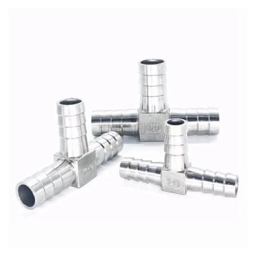 Imagem de Conexões de mangueira de aço inoxidável 304 em forma de T de 6 mm a 32 mm Acoplamento farpado de tubo de mangueira de 3 vias (cinza)