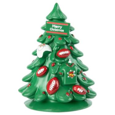 Imagem de Enfeite de árvore de Natal de futebol, árvore de resina decorativa com placa de Feliz Natal, 11 x 6,9 cm