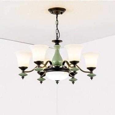 Imagem de WYUYIWH Lustre de teto para sala de jantar, hall de entrada, lustre retrô simples para sala de estar, lustre europeu arte de ferro, restaurante, lustre criativo e27, luzes de teto de metal, decoração