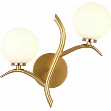 Imagem de WLHAZMWY Candeeiro de parede, lâmpada de metal, LED, bola de vidro, pós-moderna, dourado, sótão, café, luz de cabeceira, varanda, corredor, lâmpada de varanda