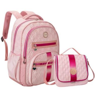 Imagem de Kit Mochila De Costas E Lancheira Feminina Kika KK24M26-L89, Rosa