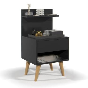 Imagem de Mesa de cabeceira quarto Luxo Prateleira e nicho(PRETO)