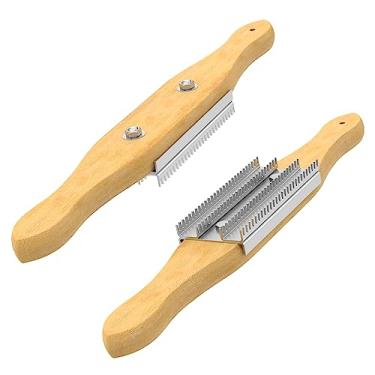 Imagem de Ancinho de roda de polimento resistente de 38 cm NC com ancinho de aço sobressalente Ancinho de polimento durável com cabo de madeira Remova e limpe compostos das rodas de polimento QUWUMGD (Lã