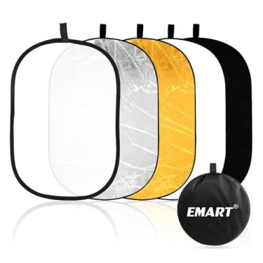 Imagem de EMART Refletor de fotografia dobrável 5 em 1 com bolsa, grande painel oval portátil para estúdio, retrato, fotos ao ar livre - translúcido, branco, prateado, dourado, preto