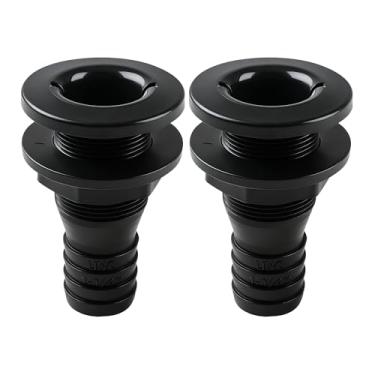 Imagem de SEAFLO Barco marítimo de encaixe de casco de 3,4 cm, polipropileno, conector de drenagem de plástico, seguro para água salgada resistente à corrosão, montagem de travessa, saída de convés de porto de