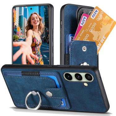 Imagem de Ephoou Capa carteira para Samsung Galaxy S25 FE com suporte elástico para cartão e suporte giratório de 360°, capa vintage de couro PU com suporte slim fit à prova de choque para Galaxy S25 FE