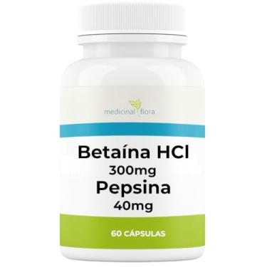 Imagem de Cloridrato de Betaína 300 mg + Pepsina 40 mg - 60 cápsulas