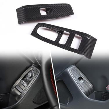 Imagem de Capa de painel de botão de elevação de janela de carro interior de fibra de carbono genuína acessórios compatíveis com Subaru BRZ/Toyota 86 (grão de fibra de carbono preta)