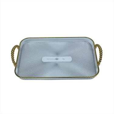 Imagem de Bandeja Alça Dourada Retangular Grande Luxo Multiuso Taças