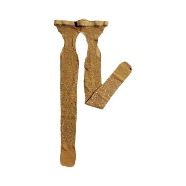 Imagem de Meia Calça plus Size Com Glitter E Rede, Abertura Na Parte Íntima, Bri