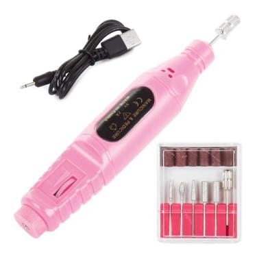Imagem de Lixadeira de Unha Elétrica Rosa Claro Portátil Bivolt - Draik