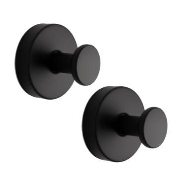 Imagem de Ganchos de ventosa para chuveiro, ganchos de toalha removíveis, ganchos de chuveiro de aço inoxidável sem broca para parede de banheiro, janela de vidro, porta, espelho, azulejo, pacote com 2, preto