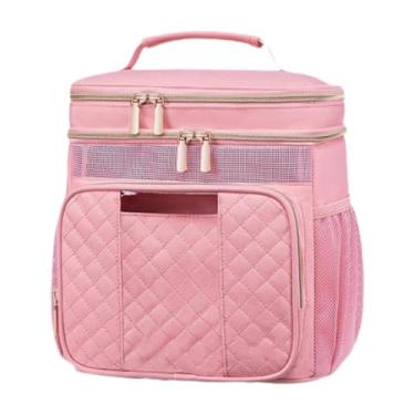 Imagem de Ysyqkn Nécessaire Grande para Artigos de Higiene Pessoal, Organizador de Produtos de Higiene, Compartimentos Resistentes à água, Bolsa de Banheiro para Pendu, Rosa