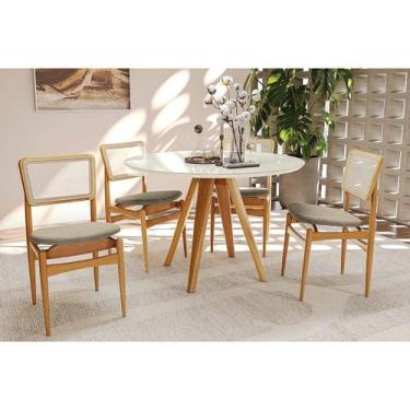 Imagem de Conjunto Sala de Jantar Duna Premium Madeira Maciça c/ Tampo Madeirado