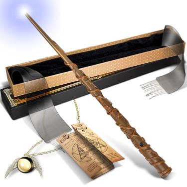 Imagem de OBMIKY Light Up Wizard Wand, Rechargeable Lighting Witch Wands, Illuminating Magic Witches Staff Wand for Cosplay Accessories with Necklace for Halloween Birthday Party Gift（Smartness）