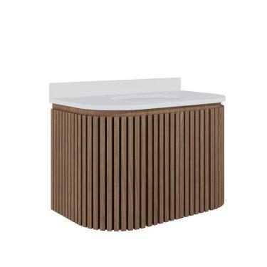 Imagem de Gabinete Para Banheiro Suspenso Emma 80cm Branco/jequitibá