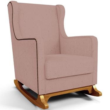 Imagem de Poltrona De Amamentação Com Balanço Mavie L02 Linho Rosê - Lyam Decor