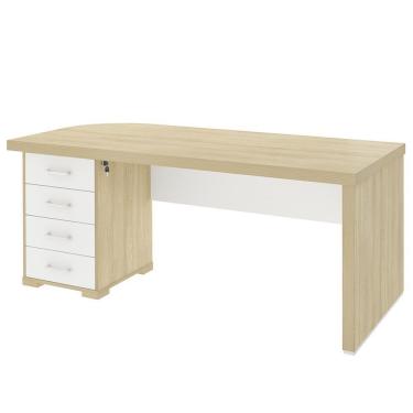 Imagem de Mesa Para Escritório Com Gavetas Lado Esquerdo Corp A06 Carvalho-branco - Mpozenato