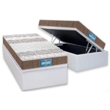 Imagem de Cama Box Baú Solteiro: Colchão Espuma Probel D33 - Ep Guarda Costas Próintense Plus Double Face + Base Crc Courano White(88x188)