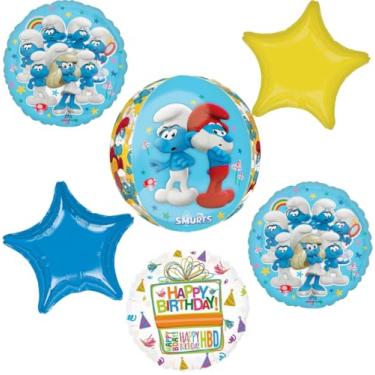 Imagem de Anagram Orbz Birthday Party Supplies Smurf's Theme Balloon Bouquet Decorations