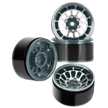 Imagem de BRCatWPark RC 1.55 Beadlock Wheels Rims for 1/10 Tamiya AX90069 D90 TF2 CC01 CC02 RC Crawler Car,4Pcs Aluminum Alloy Rims,Titanium