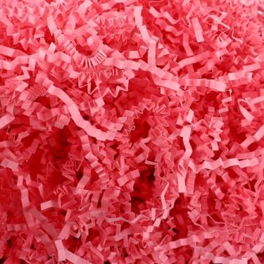 Imagem de Cesta de 200 g (200 g) para encher confetes para o ano novo, Natal, papel desfiado rosa para cestas de presente, papel desfiado para mulheres e meninas, enchimento de cesta para aniversário