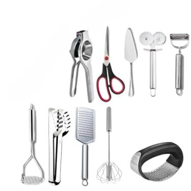 Imagem de Útensilio de Cozinha Kit Completo Peças em Inox, Pegador Concha Colher Espátula Espremedor Ralador (10)