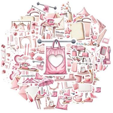Imagem de 50 peças rosa pastel objetos vintage decoração de casa adesivos de papelaria vintage para telefone faça você mesmo, guitarra, notebook, mala, copo, mala, telefone, bagagem, laptop, guitarra, carro