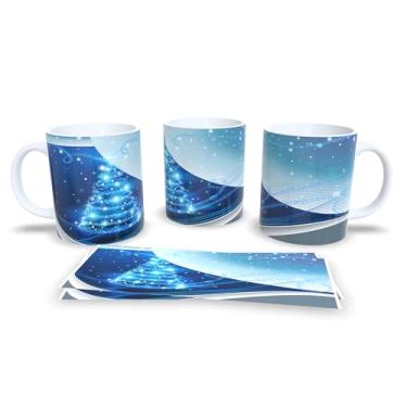 Imagem de Caneca de Cerâmica com Estampa Natalina, Decoração Dourada com Bolas e Estrelas, 300ml (7)