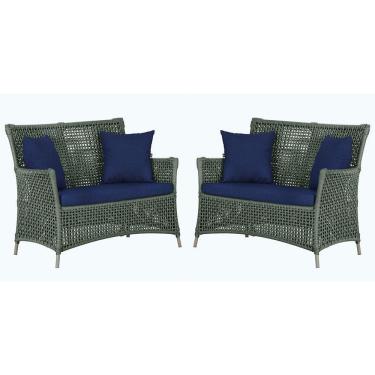 Imagem de 2 Sofás área Externa Igapó Alumínio Fendi Corda Náutica E10 Verde