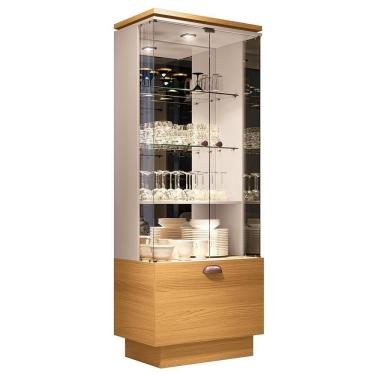 Imagem de Cristaleira Aura 2 Portas De Vidro E 1 Gaveta Cinamomo-off White - Hb Móveis Cinamomo-off White