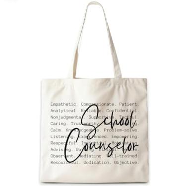 Imagem de CosxHabitat Sacola de conselheiro escolar, presentes de conselheiro escolar para mulheres, sacolas de lona, presentes para conselheiros de orientação reutilizáveis, sacola de compras de supermercado
