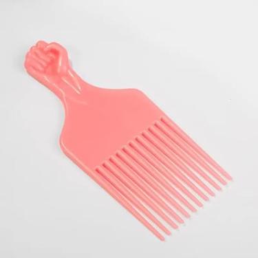 Imagem de 1 pente de cabelo para pentear cabelos cacheados femininos e masculinos, ferramentas de cabeleireiro de plástico para perucas, tranças e afros, rosa
